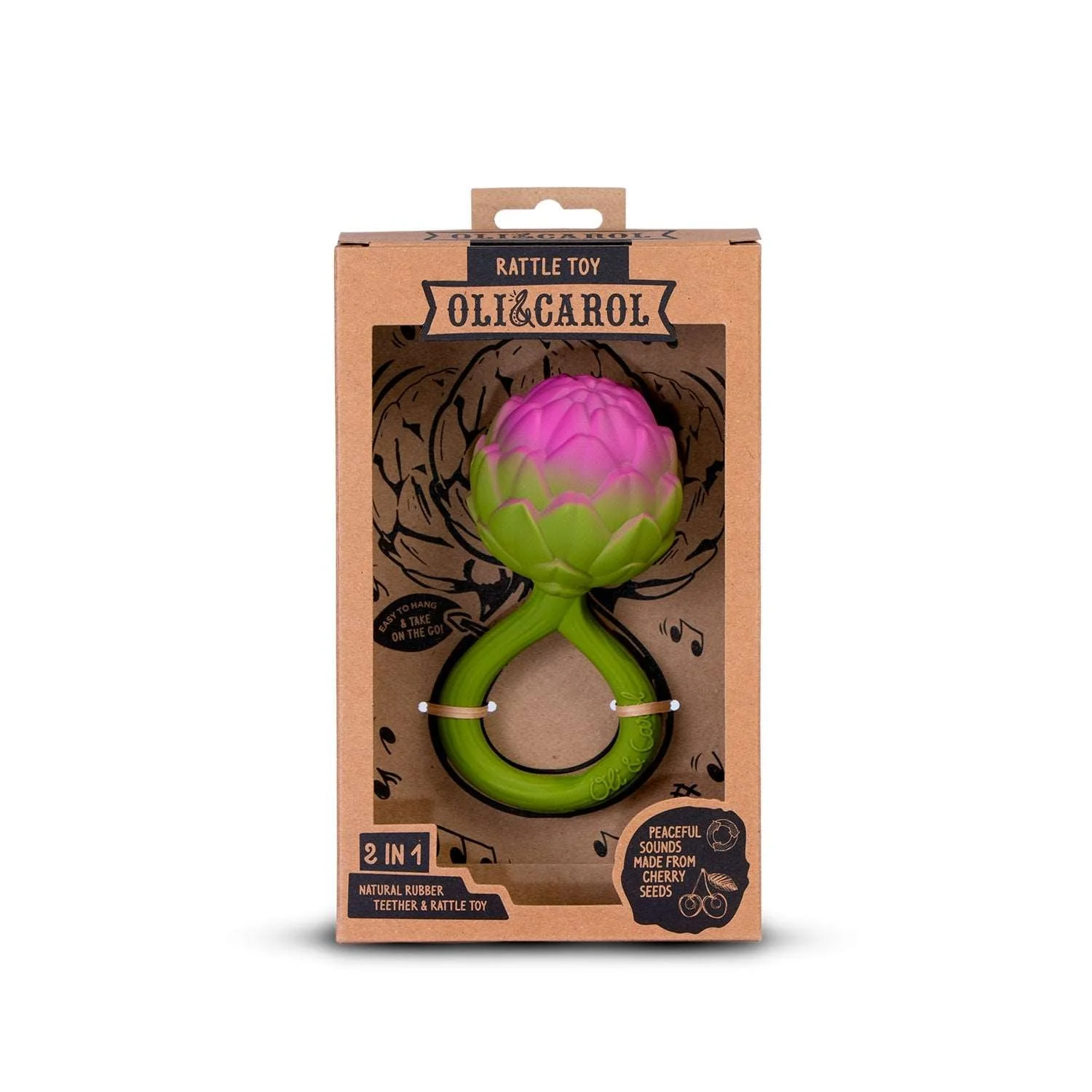 Artichoke Natural Rubber Rattle & Teether - Image 4