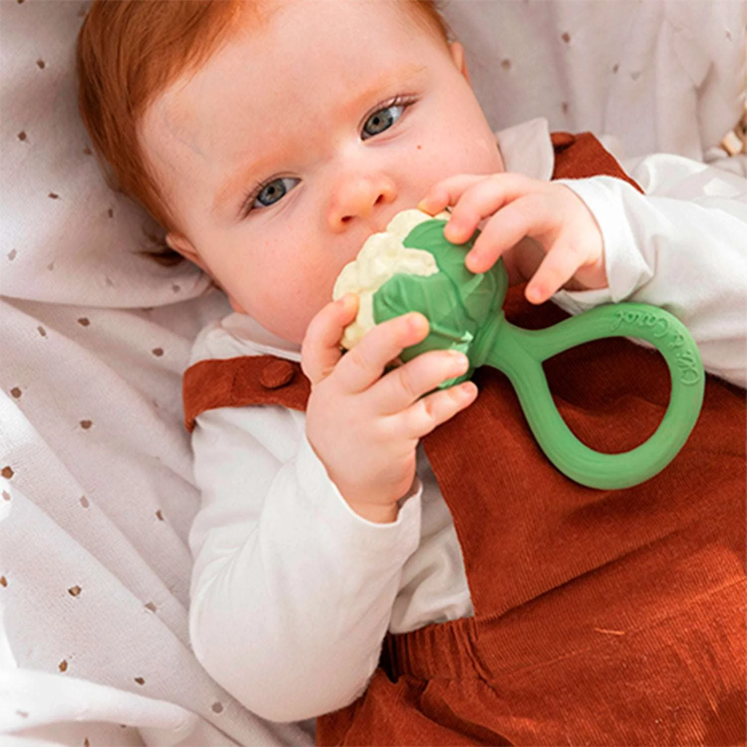 Cauliflower Natural Rubber Rattle Teether - Image 3