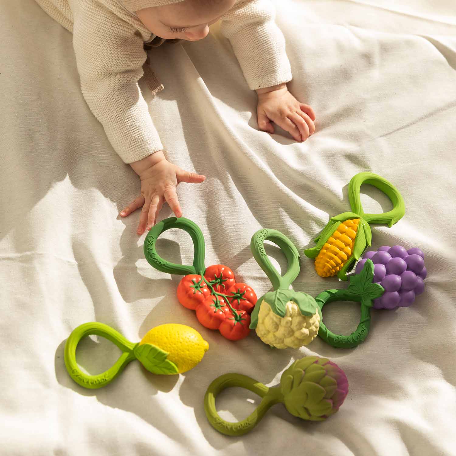 Cauliflower Natural Rubber Rattle Teether - Image 4