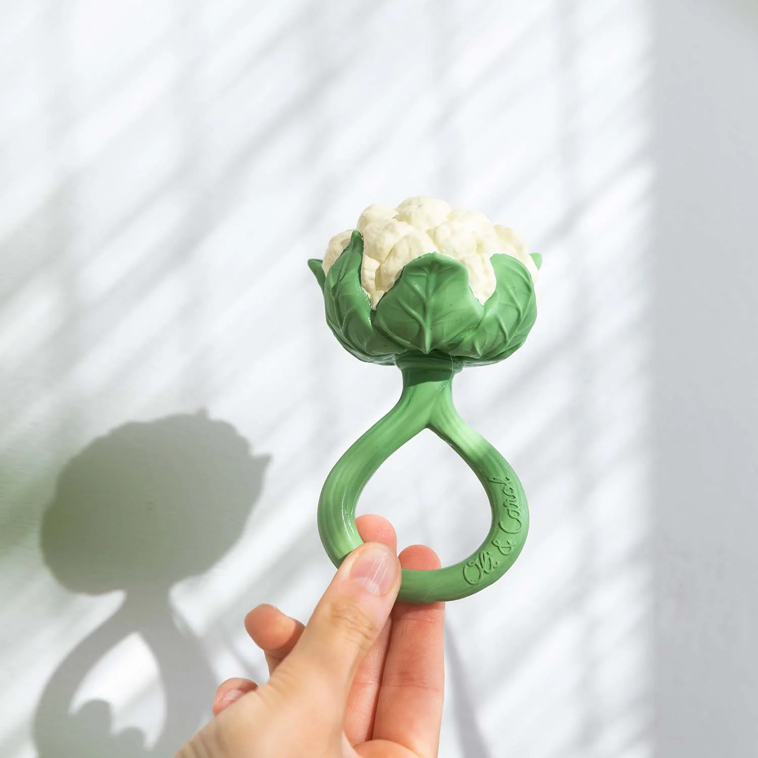 Cauliflower Natural Rubber Rattle Teether - Image 5
