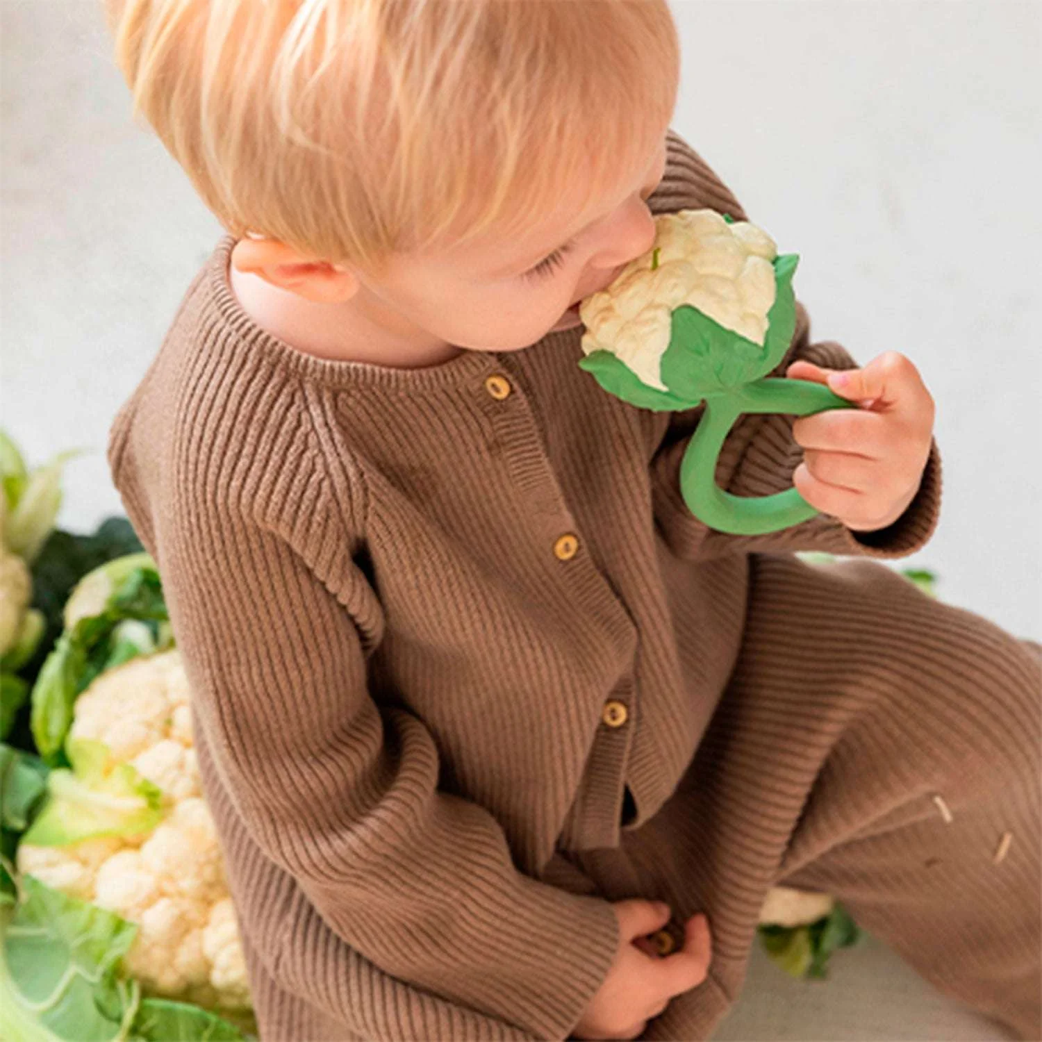 Cauliflower Natural Rubber Rattle Teether - Image 6