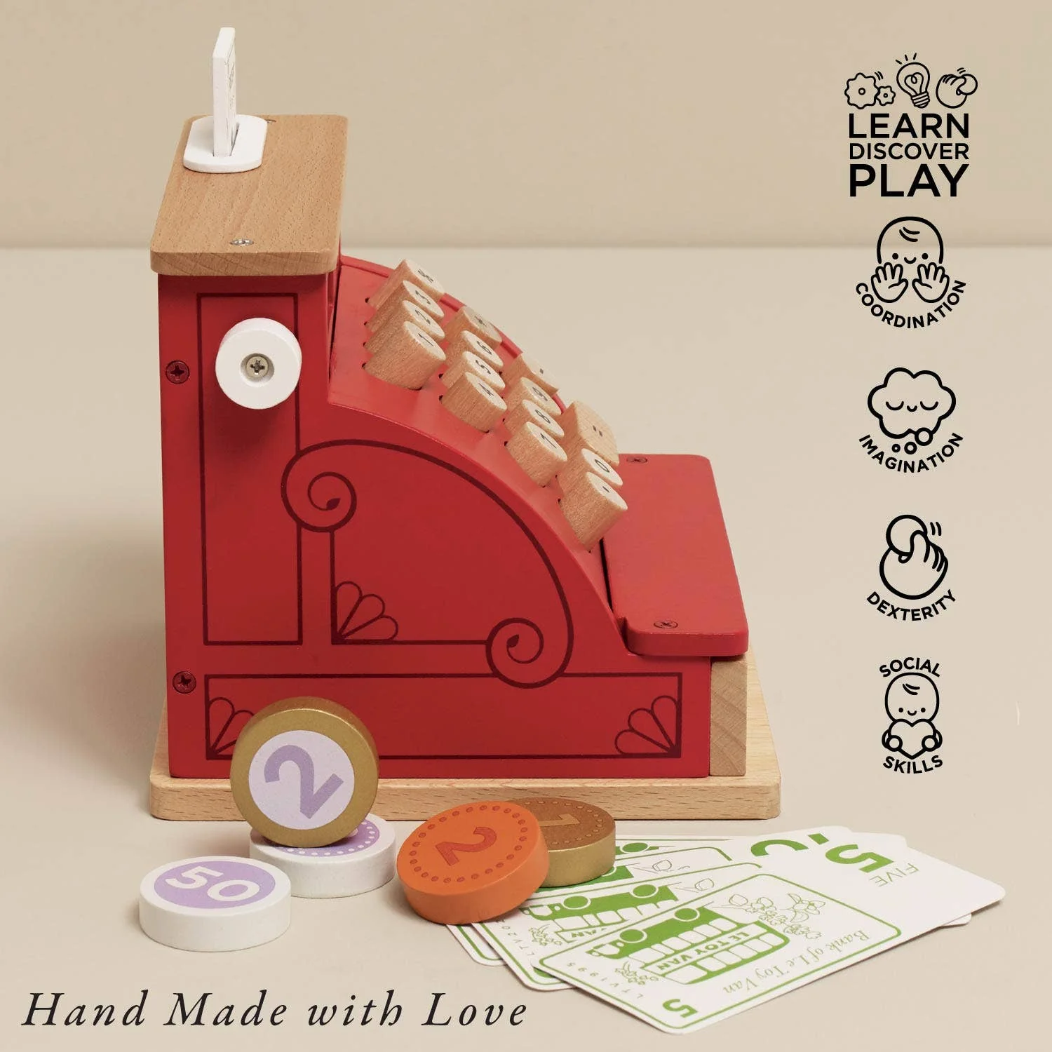 Wooden Shop Till - Cash Register & Money - Image 3