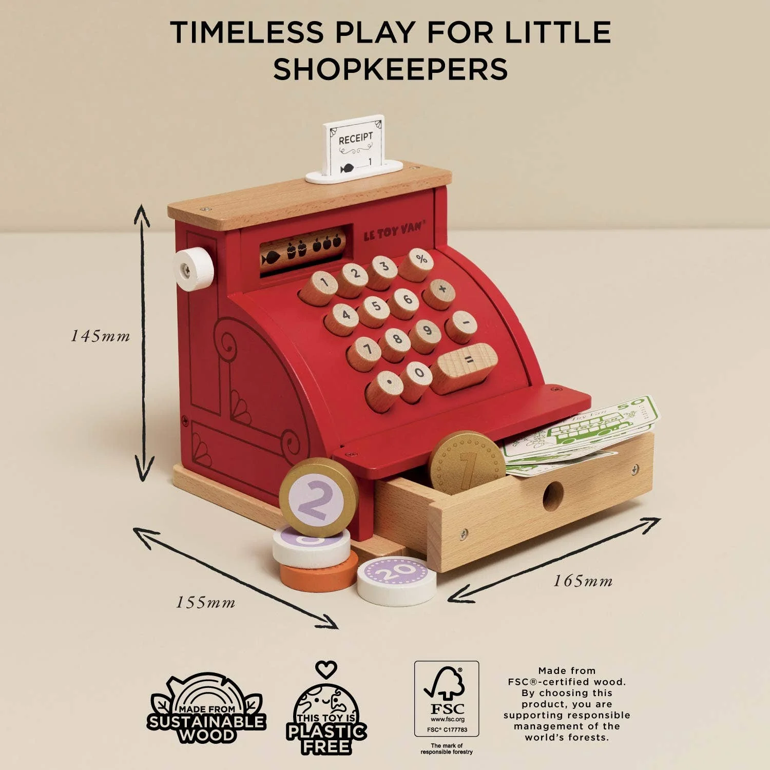 Wooden Shop Till - Cash Register & Money - Image 5