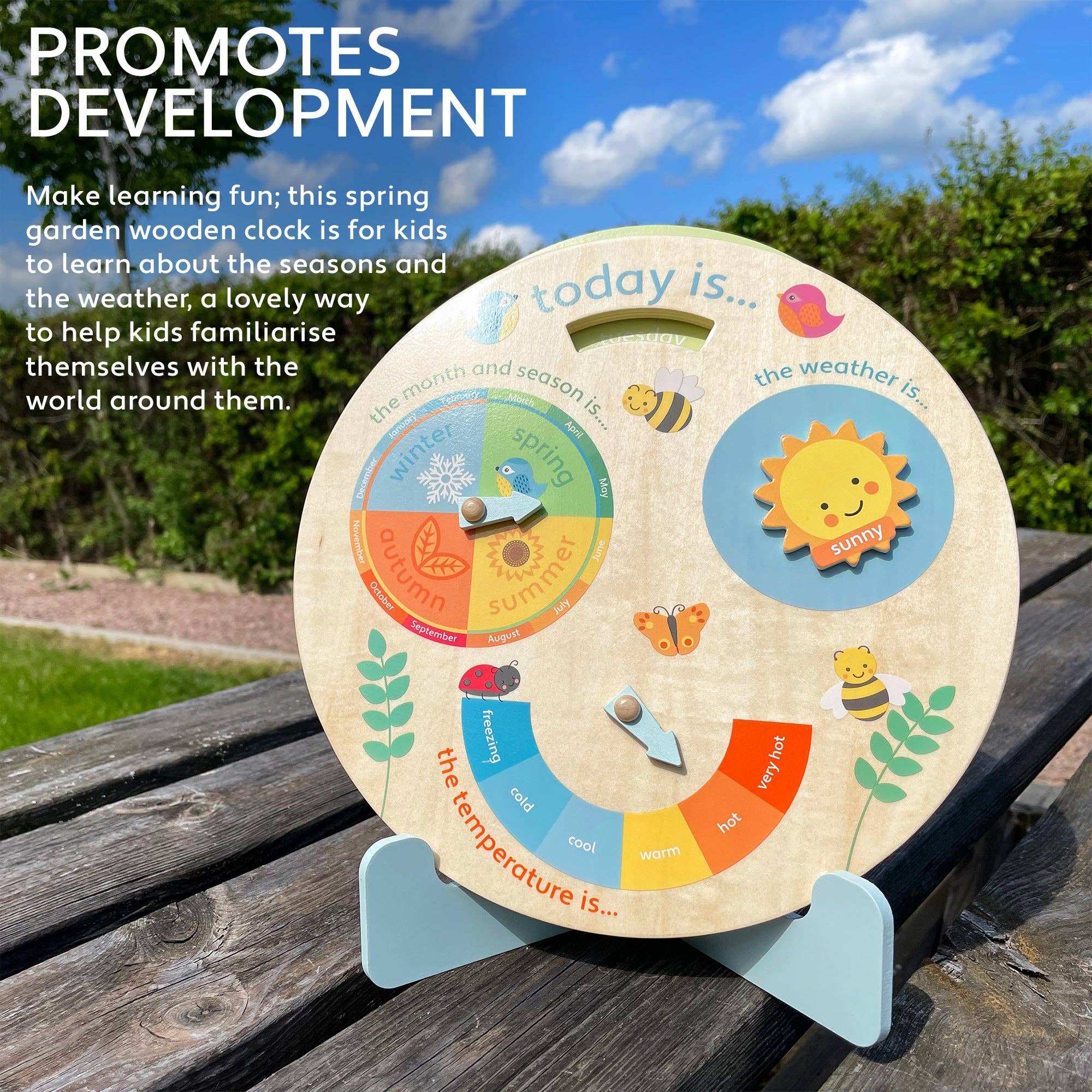 Spring Garden Wooden Weather Clock - Image 3