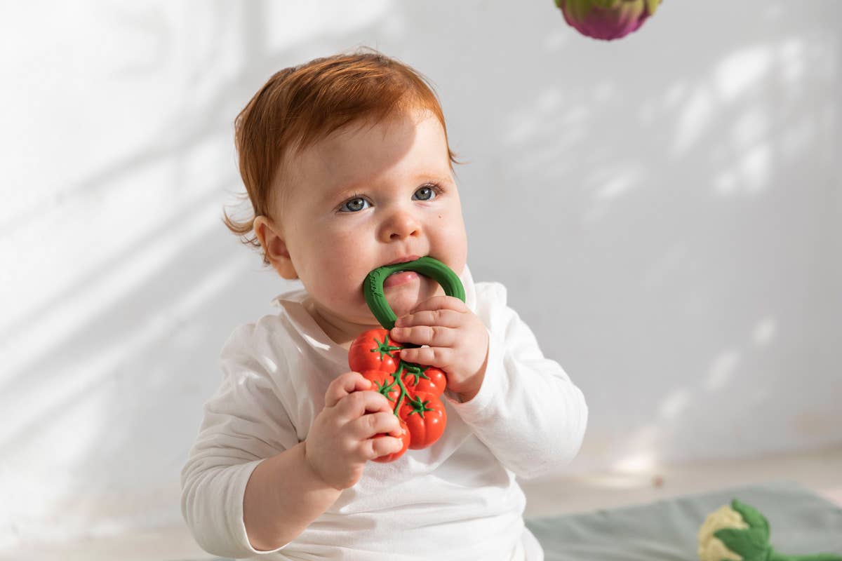 Tomato Natural Rubber Rattle Teether - Image 3