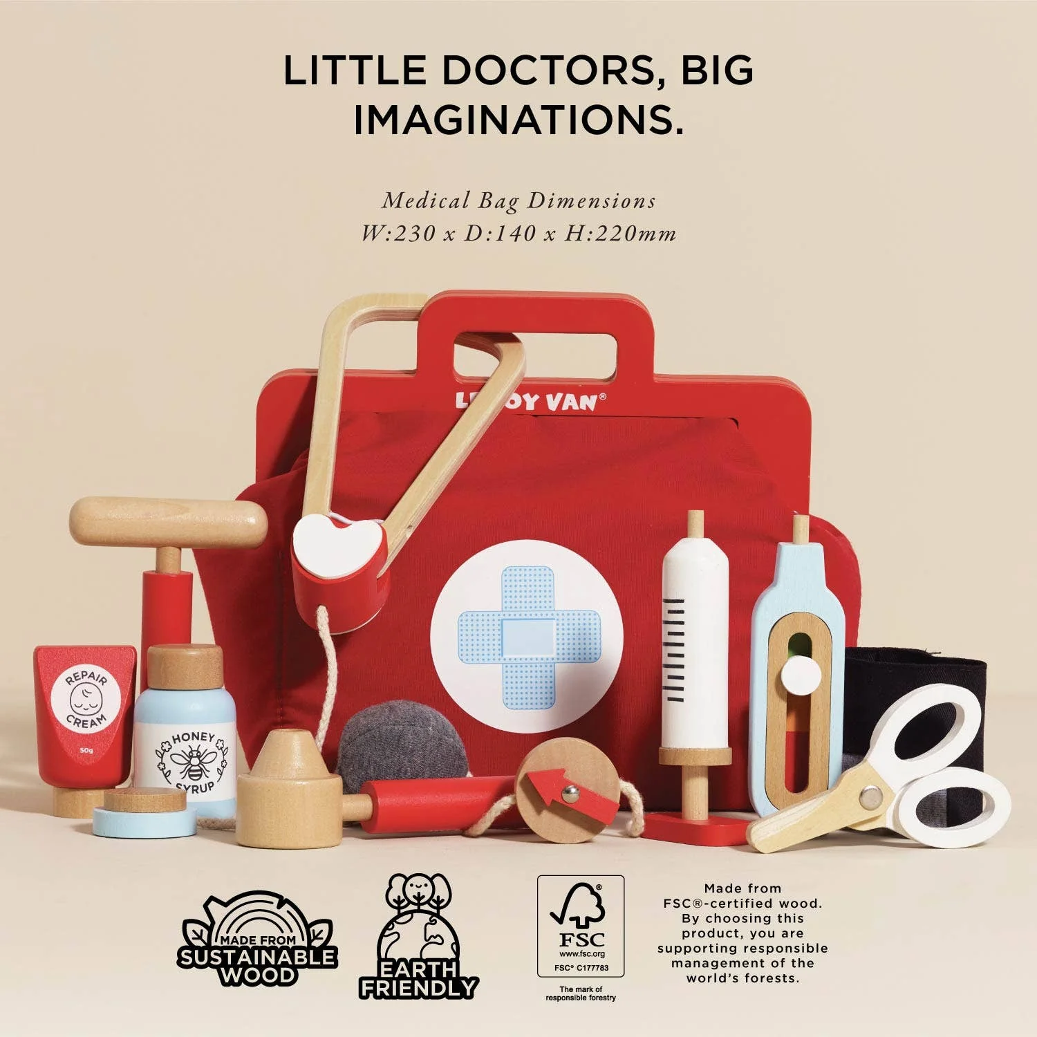 Vintage Doctor Roleplay Wooden Kit - Image 6